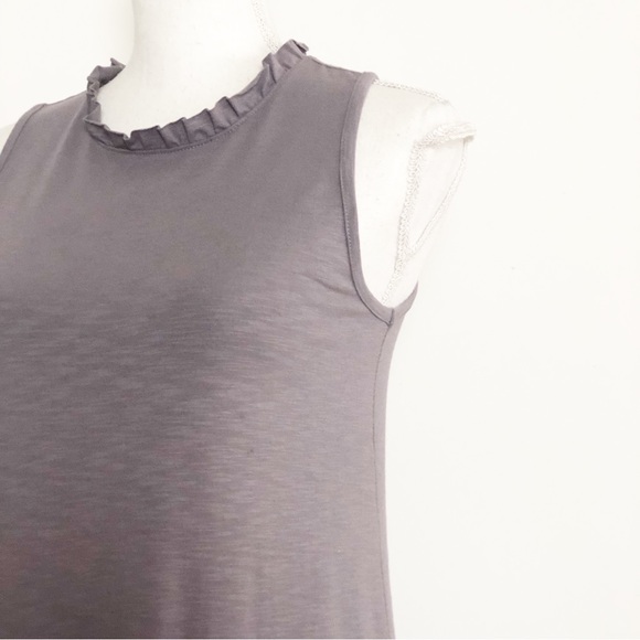 ANTHROPOLOGIE LILLA | P Gray Sleeveless Tank Ruffle Peplum Mini Dress Size XS - Picture 9 of 12